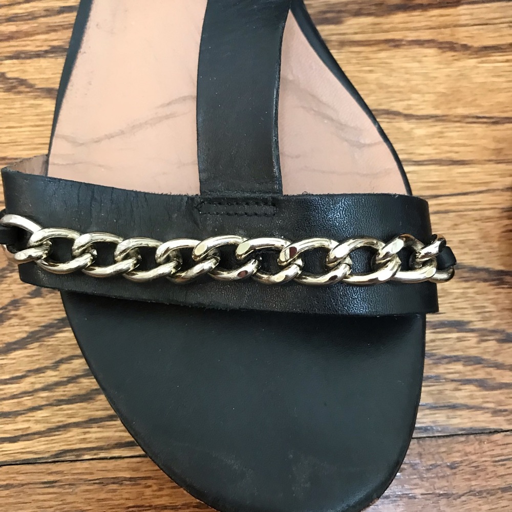 Sandro Paris T-Strap Black Leather Sandals - Picture 4 of 8